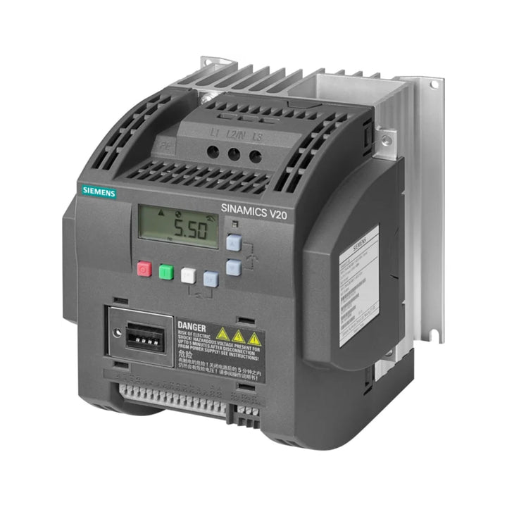 Siemens 6SL3210-5BE23-0UV0 Booksize PM240-2 18.5 kW SINAMICS S120 power module with integrated braking chopper.