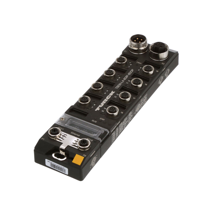 Turck TBEN-LG-8DIP-8DOP IP67 field I/O module with 8 PNP inputs and 8 PNP outputs.