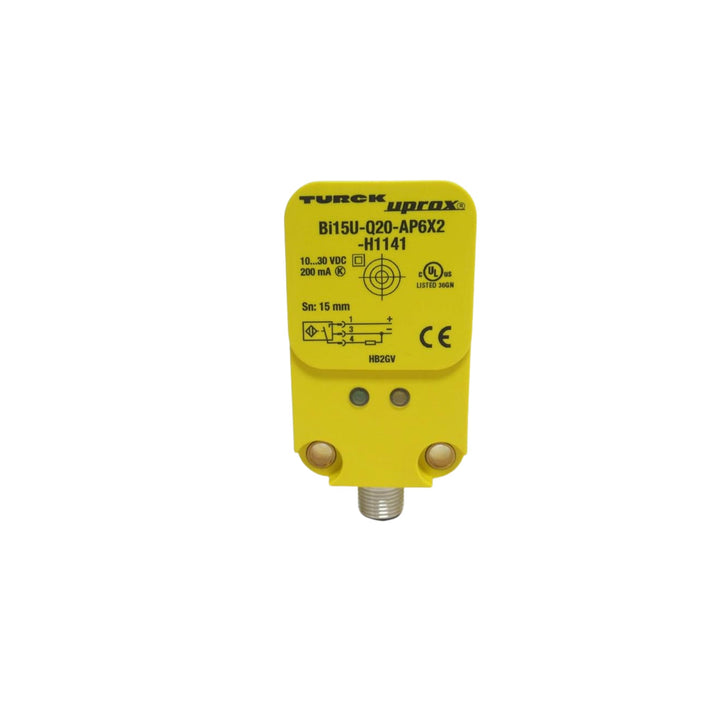 Turck BI15U-Q20-AP6X2-H1141 Q20 inductive sensor, 15 mm range, PNP NO, Factor 1.